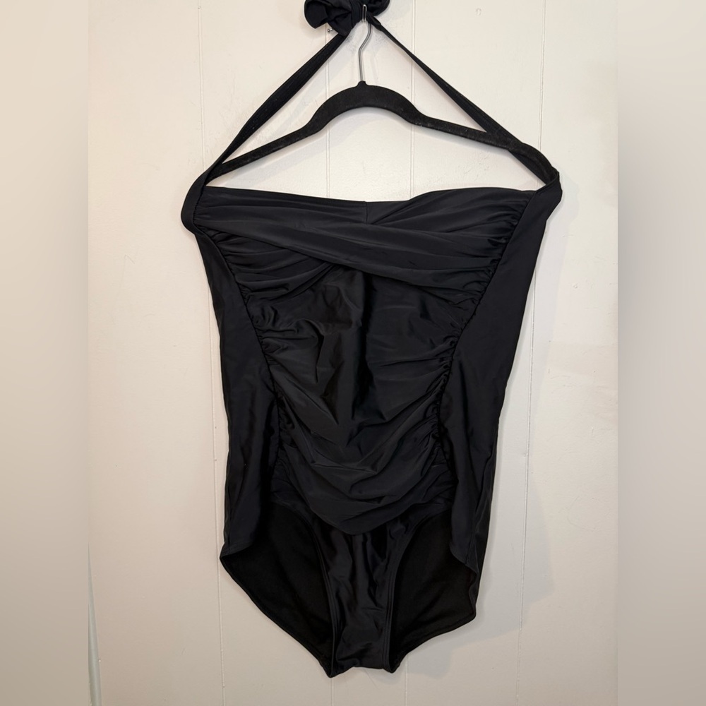 Disney Parks Black One Piece Halter swimsuit with Mickey, Size XL